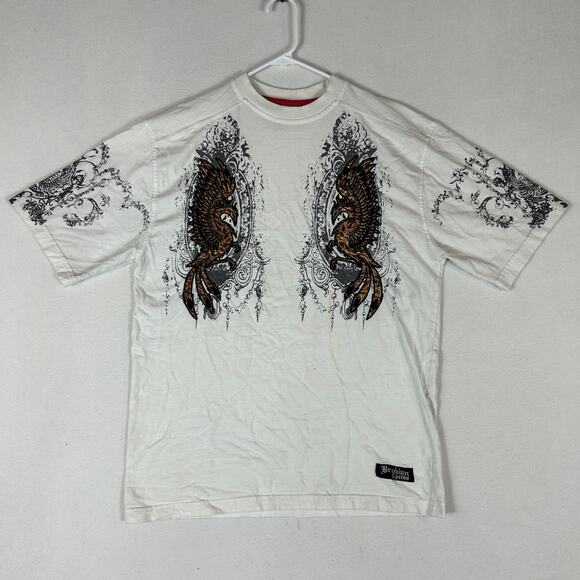 Y2K Brooklyn Xpress T-Shirt Men Medium White Phoenix Wings Affliction Streetwear - Picture 1 of 11